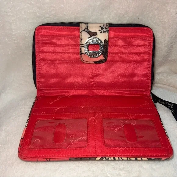 Vera Bradley Turn lock zip around Wallet - Pink, Brown, White preowned - Picture 4 of 5
